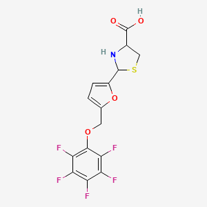 molecular formula C15H10F5NO4S B4543356 2-{5-[(五氟苯氧基)甲基]-2-呋喃基}-1,3-噻唑烷-4-羧酸 
