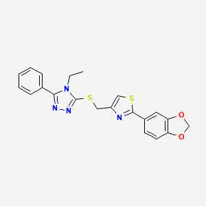 molecular formula C21H18N4O2S2 B4543364 3-({[2-(1,3-benzodioxol-5-yl)-1,3-thiazol-4-yl]methyl}thio)-4-ethyl-5-phenyl-4H-1,2,4-triazole 