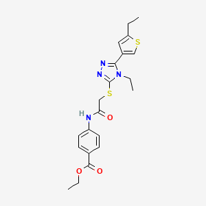 molecular formula C21H24N4O3S2 B4543372 ethyl 4-[({[4-ethyl-5-(5-ethyl-3-thienyl)-4H-1,2,4-triazol-3-yl]thio}acetyl)amino]benzoate 