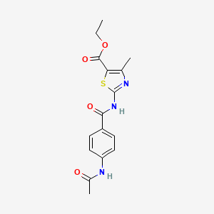 molecular formula C16H17N3O4S B4543392 ethyl 2-{[4-(acetylamino)benzoyl]amino}-4-methyl-1,3-thiazole-5-carboxylate 