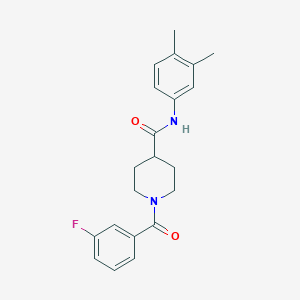 molecular formula C21H23FN2O2 B4543429 N-(3,4-dimethylphenyl)-1-(3-fluorobenzoyl)-4-piperidinecarboxamide 