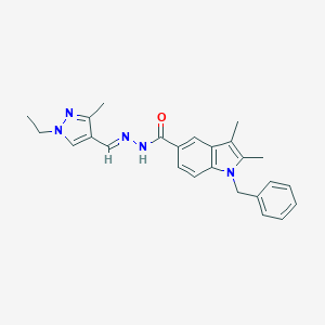 molecular formula C25H27N5O B454343 1-benzyl-N'-[(1-ethyl-3-methyl-1H-pyrazol-4-yl)methylene]-2,3-dimethyl-1H-indole-5-carbohydrazide 