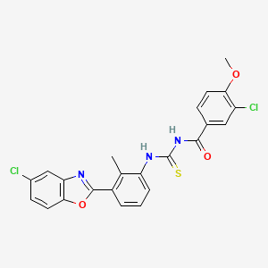 molecular formula C23H17Cl2N3O3S B4543444 3-chloro-N-({[3-(5-chloro-1,3-benzoxazol-2-yl)-2-methylphenyl]amino}carbonothioyl)-4-methoxybenzamide 