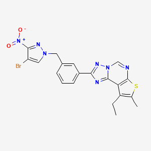 molecular formula C20H16BrN7O2S B4543463 2-{3-[(4-bromo-3-nitro-1H-pyrazol-1-yl)methyl]phenyl}-9-ethyl-8-methylthieno[3,2-e][1,2,4]triazolo[1,5-c]pyrimidine 