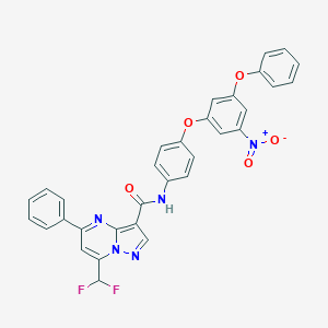 molecular formula C32H21F2N5O5 B454348 7-(difluoromethyl)-N-[4-(3-nitro-5-phenoxyphenoxy)phenyl]-5-phenylpyrazolo[1,5-a]pyrimidine-3-carboxamide 