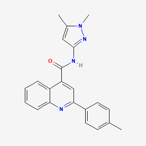 molecular formula C22H20N4O B4543507 N-(1,5-dimethyl-1H-pyrazol-3-yl)-2-(4-methylphenyl)-4-quinolinecarboxamide 