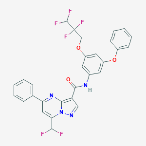 molecular formula C29H20F6N4O3 B454353 7-(difluoromethyl)-N-[3-phenoxy-5-(2,2,3,3-tetrafluoropropoxy)phenyl]-5-phenylpyrazolo[1,5-a]pyrimidine-3-carboxamide 