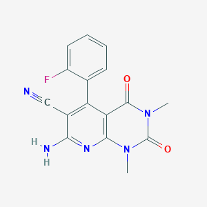 molecular formula C16H12FN5O2 B4543572 7-amino-5-(2-fluorophenyl)-1,3-dimethyl-2,4-dioxo-1,2,3,4-tetrahydropyrido[2,3-d]pyrimidine-6-carbonitrile 