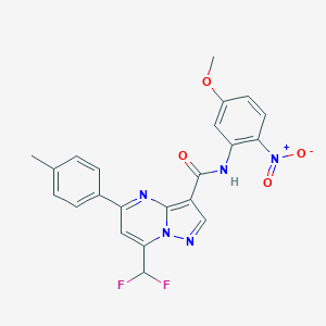molecular formula C22H17F2N5O4 B454359 7-(difluoromethyl)-N-(5-methoxy-2-nitrophenyl)-5-(4-methylphenyl)pyrazolo[1,5-a]pyrimidine-3-carboxamide 