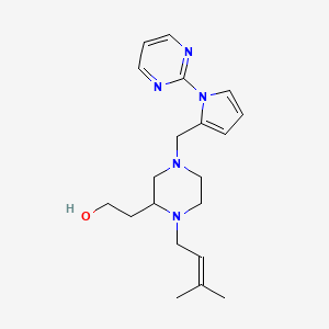 molecular formula C20H29N5O B4543606 2-(1-(3-methyl-2-buten-1-yl)-4-{[1-(2-pyrimidinyl)-1H-pyrrol-2-yl]methyl}-2-piperazinyl)ethanol 