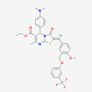 ethyl 5-[4-(dimethylamino)phenyl]-2-(4-methoxy-3-{[3-(trifluoromethyl)phenoxy]methyl}benzylidene)-7-methyl-3-oxo-2,3-dihydro-5H-[1,3]thiazolo[3,2-a]pyrimidine-6-carboxylate