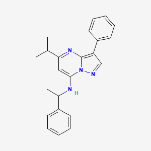 molecular formula C23H24N4 B4543659 5-isopropyl-3-phenyl-N-(1-phenylethyl)pyrazolo[1,5-a]pyrimidin-7-amine 