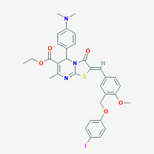 molecular formula C33H32IN3O5S B454366 ethyl 5-[4-(dimethylamino)phenyl]-2-{3-[(4-iodophenoxy)methyl]-4-methoxybenzylidene}-7-methyl-3-oxo-2,3-dihydro-5H-[1,3]thiazolo[3,2-a]pyrimidine-6-carboxylate 