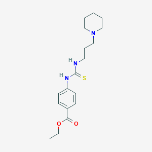 molecular formula C18H27N3O2S B4543698 ethyl 4-[({[3-(1-piperidinyl)propyl]amino}carbonothioyl)amino]benzoate 