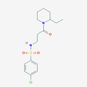 molecular formula C16H23ClN2O3S B4543708 4-chloro-N-[3-(2-ethyl-1-piperidinyl)-3-oxopropyl]benzenesulfonamide 