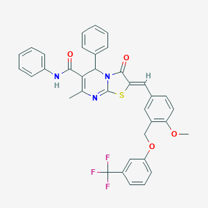 molecular formula C36H28F3N3O4S B454371 2-(4-methoxy-3-{[3-(trifluoromethyl)phenoxy]methyl}benzylidene)-7-methyl-3-oxo-N,5-diphenyl-2,3-dihydro-5H-[1,3]thiazolo[3,2-a]pyrimidine-6-carboxamide 