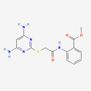 molecular formula C14H15N5O3S B4543710 methyl 2-({[(4,6-diamino-2-pyrimidinyl)thio]acetyl}amino)benzoate 