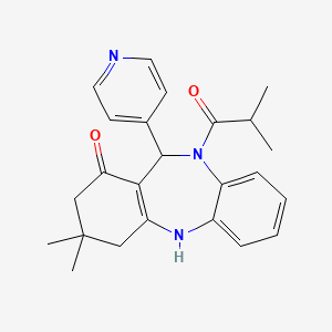 molecular formula C24H27N3O2 B4543733 10-isobutyryl-3,3-dimethyl-11-(4-pyridinyl)-2,3,4,5,10,11-hexahydro-1H-dibenzo[b,e][1,4]diazepin-1-one 