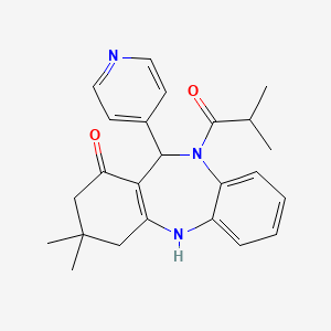 molecular formula C24H27N3O2 B4543733 10-isobutyryl-3,3-dimethyl-11-(4-pyridyl)-2,3,4,5,10,11-hexahydro-1H-dibenzo[b,e][1,4]diazepin-1-one 