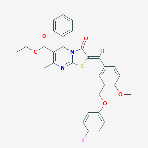 molecular formula C31H27IN2O5S B454374 ethyl (2Z)-2-{3-[(4-iodophenoxy)methyl]-4-methoxybenzylidene}-7-methyl-3-oxo-5-phenyl-2,3-dihydro-5H-[1,3]thiazolo[3,2-a]pyrimidine-6-carboxylate 