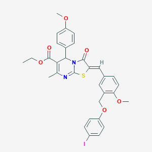 ethyl 2-{3-[(4-iodophenoxy)methyl]-4-methoxybenzylidene}-5-(4-methoxyphenyl)-7-methyl-3-oxo-2,3-dihydro-5H-[1,3]thiazolo[3,2-a]pyrimidine-6-carboxylate