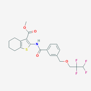 molecular formula C21H21F4NO4S B454381 Methyl 2-({3-[(2,2,3,3-tetrafluoropropoxy)methyl]benzoyl}amino)-4,5,6,7-tetrahydro-1-benzothiophene-3-carboxylate 