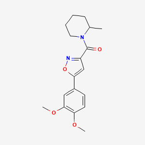 molecular formula C18H22N2O4 B4543888 1-{[5-(3,4-dimethoxyphenyl)-3-isoxazolyl]carbonyl}-2-methylpiperidine 