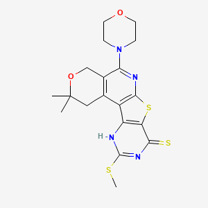 molecular formula C19H22N4O2S3 B4543894 2,2-dimethyl-10-(methylthio)-5-(4-morpholinyl)-1,4-dihydro-2H-pyrano[4'',3'':4',5']pyrido[3',2':4,5]thieno[3,2-d]pyrimidine-8-thiol 