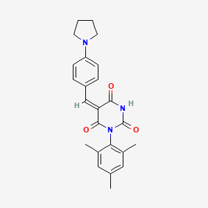 molecular formula C24H25N3O3 B4543905 1-mesityl-5-[4-(1-pyrrolidinyl)benzylidene]-2,4,6(1H,3H,5H)-pyrimidinetrione 