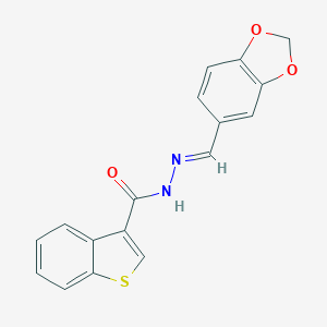 molecular formula C17H12N2O3S B454393 N'-(1,3-benzodioxol-5-ylmethylene)-1-benzothiophene-3-carbohydrazide 