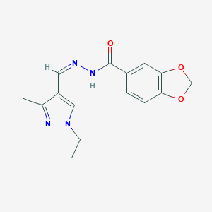 N'-[(Z)-(1-ethyl-3-methyl-1H-pyrazol-4-yl)methylidene]-1,3-benzodioxole-5-carbohydrazide