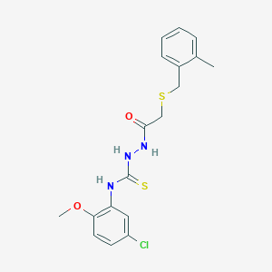 molecular formula C18H20ClN3O2S2 B4543986 N-(5-chloro-2-methoxyphenyl)-2-{[(2-methylbenzyl)thio]acetyl}hydrazinecarbothioamide 