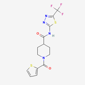 molecular formula C14H13F3N4O2S2 B4544004 1-(2-thienylcarbonyl)-N-[5-(trifluoromethyl)-1,3,4-thiadiazol-2-yl]-4-piperidinecarboxamide 