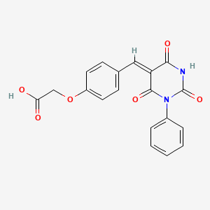 molecular formula C19H14N2O6 B4544032 {4-[(2,4,6-trioxo-1-phenyltetrahydro-5(2H)-pyrimidinylidene)methyl]phenoxy}acetic acid 