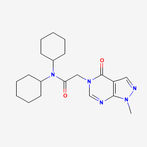 N,N-dicyclohexyl-2-(1-methyl-4-oxo-1,4-dihydro-5H-pyrazolo[3,4-d]pyrimidin-5-yl)acetamide