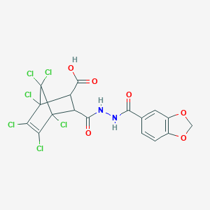 molecular formula C17H10Cl6N2O6 B454408 3-{[2-(1,3-Benzodioxol-5-ylcarbonyl)hydrazino]carbonyl}-1,4,5,6,7,7-hexachlorobicyclo[2.2.1]hept-5-ene-2-carboxylic acid 