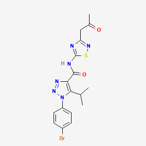 molecular formula C17H17BrN6O2S B4544114 1-(4-bromophenyl)-5-isopropyl-N-[3-(2-oxopropyl)-1,2,4-thiadiazol-5-yl]-1H-1,2,3-triazole-4-carboxamide 