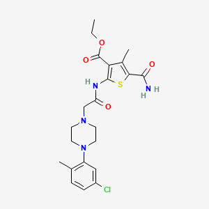 molecular formula C22H27ClN4O4S B4544116 ethyl 5-(aminocarbonyl)-2-({[4-(5-chloro-2-methylphenyl)-1-piperazinyl]acetyl}amino)-4-methyl-3-thiophenecarboxylate 