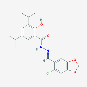 molecular formula C21H23ClN2O4 B454414 N'-[(6-chloro-1,3-benzodioxol-5-yl)methylene]-2-hydroxy-3,5-diisopropylbenzohydrazide 