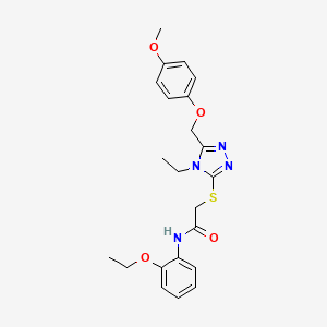 molecular formula C22H26N4O4S B4544153 N-(2-ethoxyphenyl)-2-({4-ethyl-5-[(4-methoxyphenoxy)methyl]-4H-1,2,4-triazol-3-yl}thio)acetamide 
