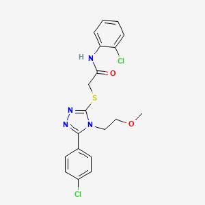 molecular formula C19H18Cl2N4O2S B4544154 N-(2-chlorophenyl)-2-{[5-(4-chlorophenyl)-4-(2-methoxyethyl)-4H-1,2,4-triazol-3-yl]thio}acetamide 