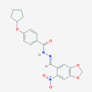 molecular formula C20H19N3O6 B454416 4-(cyclopentyloxy)-N'-({6-nitro-1,3-benzodioxol-5-yl}methylene)benzohydrazide 