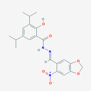 molecular formula C21H23N3O6 B454417 2-hydroxy-N'-({6-nitro-1,3-benzodioxol-5-yl}methylene)-3,5-diisopropylbenzohydrazide 