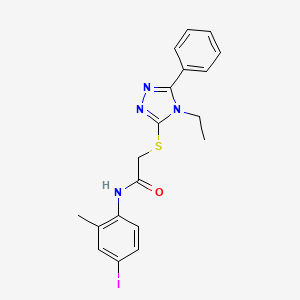 2-[(4-ethyl-5-phenyl-4H-1,2,4-triazol-3-yl)thio]-N-(4-iodo-2-methylphenyl)acetamide