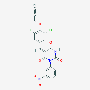 molecular formula C20H11Cl2N3O6 B4544233 5-[3,5-dichloro-4-(2-propyn-1-yloxy)benzylidene]-1-(3-nitrophenyl)-2,4,6(1H,3H,5H)-pyrimidinetrione 