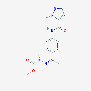 molecular formula C16H19N5O3 B454424 ethyl 2-[1-(4-{[(1-methyl-1H-pyrazol-5-yl)carbonyl]amino}phenyl)ethylidene]hydrazinecarboxylate 