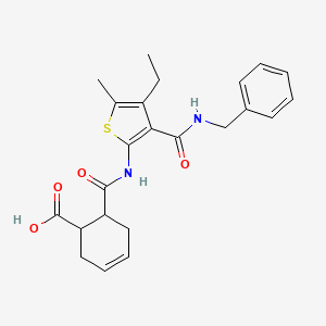 molecular formula C23H26N2O4S B4544247 6-[({3-[(benzylamino)carbonyl]-4-ethyl-5-methyl-2-thienyl}amino)carbonyl]-3-cyclohexene-1-carboxylic acid 