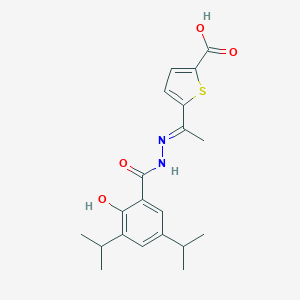 5-[N-(2-hydroxy-3,5-diisopropylbenzoyl)ethanehydrazonoyl]-2-thiophenecarboxylic acid