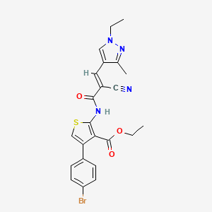 molecular formula C23H21BrN4O3S B4544297 ethyl 4-(4-bromophenyl)-2-{[2-cyano-3-(1-ethyl-3-methyl-1H-pyrazol-4-yl)acryloyl]amino}-3-thiophenecarboxylate 