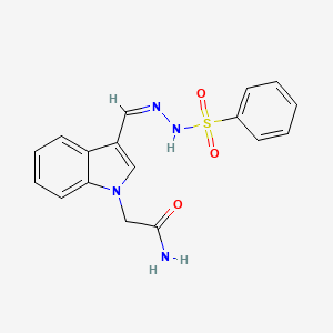 molecular formula C17H16N4O3S B4544300 2-{3-[2-(phenylsulfonyl)carbonohydrazonoyl]-1H-indol-1-yl}acetamide 